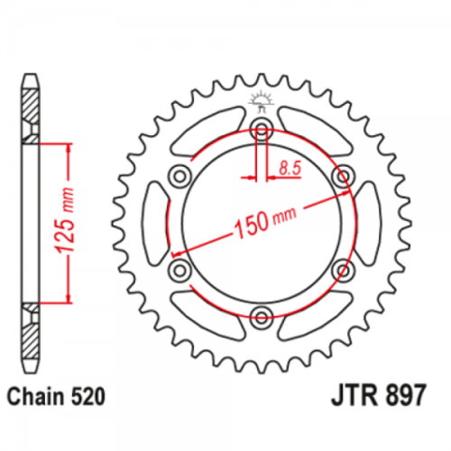 JT Звезда цепного привода JTR897.50SC