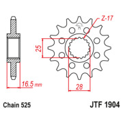 JT Звезда цепного привода JTF1904.17RB