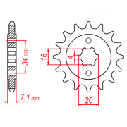 MTX Звезда цепного привода аналог JTF1903.14