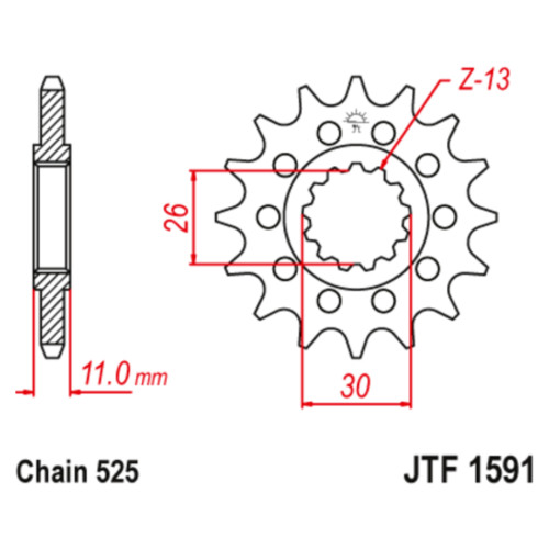 JT Звезда цепного привода JTF1591.16RB