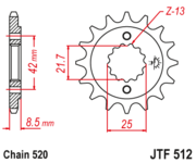 JT Звезда цепного привода JTF512.17RB