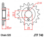 JT Звезда цепного привода JTF740.15