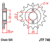 JT Звезда цепного привода JTF740.15
