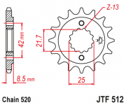 JT Звезда цепного привода JTF512.16RB