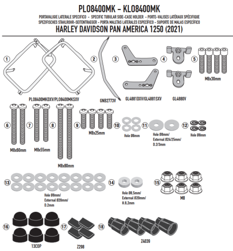 GIVI Крепление боковых кофров HARLEY DAVIDSON Pan America 1250 (21 > 24)