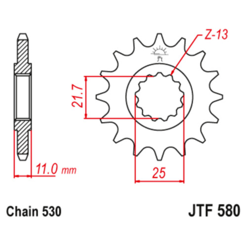 JT Звезда цепного привода JTF580.16