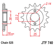 JT Звезда цепного привода JTF740.16