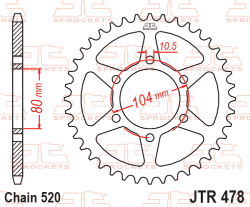 JT Звезда цепного привода JTR478.54