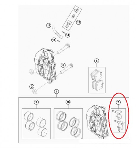 KTM Штифты и пружины пер. торм. суппорта 690/950/990