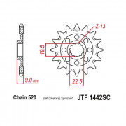 JT Звезда цепного привода JTF1442.13SC