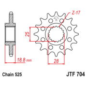 JT Звезда цепного привода JTF704.16