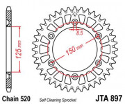 JT Звезда цепного привода JTA897.51BLK