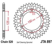 JT Звезда цепного привода JTA897.51BLK