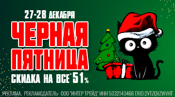 Скидка -51% на всё - Черная пятница! 27-28.12