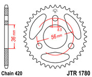 JT Звезда цепного привода JTR1780.28
